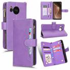 For Sharp Aquos Sense7 Litchi Texture Zipper Leather Phone Case(Purple) - 1