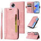 For OPPO A17 BETOPNICE Dual-side Buckle Leather Phone Case(Pink) - 1