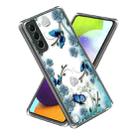 For Samsung Galaxy S23 5G Colored Drawing Clear TPU Phone Protective Case(Blue Butterfly) - 1