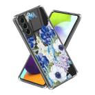 For Samsung Galaxy S23 5G Colored Drawing Clear TPU Phone Protective Case(Blue Purple Flower) - 1