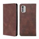 For Nokia G60 5G Skin Feel Magnetic Horizontal Flip Leather Phone Case(Dark Brown) - 1