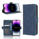 For iPhone 14 Pro Max Skin Feel Calf Texture Card Slots Leather Phone Case(Blue) - 1