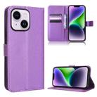 For iPhone 14 Plus Diamond Texture Leather Phone Case(Purple) - 1