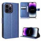 For iPhone 14 Pro Max Diamond Texture Leather Phone Case(Blue) - 1