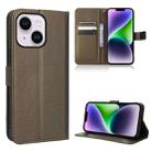 For iPhone 14 Diamond Texture Leather Phone Case(Brown) - 1