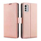 For Nokia G60 5G Ultra-thin Voltage Side Buckle Horizontal Flip Leather Phone Case(Rose Gold) - 1