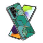 For Samsung Galaxy S23 Ultra 5G Colored Drawing Clear TPU Phone Protective Case(Green Marble) - 1