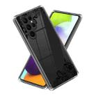 For Samsung Galaxy S23 Ultra 5G Colored Drawing Clear TPU Phone Protective Case(Black Floral) - 1