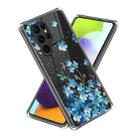 For Samsung Galaxy S23 Ultra 5G Colored Drawing Clear TPU Phone Protective Case(Blue Floral) - 1