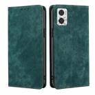 For Motorola Moto E22/E22i RFID Anti-theft Brush Magnetic Leather Phone Case(Green) - 1