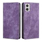 For Motorola Moto E22/E22i RFID Anti-theft Brush Magnetic Leather Phone Case(Purple) - 1