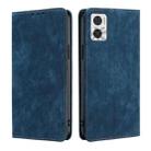 For Motorola Moto E22/E22i RFID Anti-theft Brush Magnetic Leather Phone Case(Blue) - 1