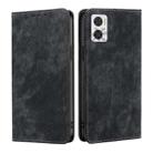 For Motorola Moto E22/E22i RFID Anti-theft Brush Magnetic Leather Phone Case(Black) - 1