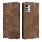 For Nokia G60 5G RFID Anti-theft Brush Magnetic Leather Phone Case(Brown) - 1