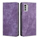 For Nokia G60 5G RFID Anti-theft Brush Magnetic Leather Phone Case(Purple) - 1
