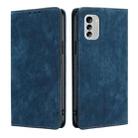 For Nokia G60 5G RFID Anti-theft Brush Magnetic Leather Phone Case(Blue) - 1