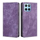 For Honor X8 5G/X6 RFID Anti-theft Brush Magnetic Leather Phone Case(Purple) - 1