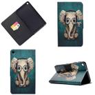 Electric Pressed Left Right Flat Feather Case with Sleep Function Pen Cover & Card Slot & Holder(Elephant) - 1