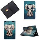 Electric Pressed Left Right Flat Feather Case with Sleep Function Pen Cover & Card Slot & Holder(Elephant) - 1