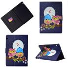 Electric Pressed Left Right Flat Feather Case with Sleep Function Pen Cover & Card Slot & Holder(Couple Owls) - 1