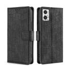 For Motorola Moto E22/E22i Skin Feel Crocodile Magnetic Clasp Leather Phone Case(Black) - 1