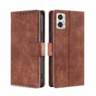 For Motorola Moto E22/E22i Skin Feel Crocodile Magnetic Clasp Leather Phone Case(Brown) - 1