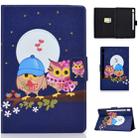 For Galaxy Tab S6 T860 Electric Pressed Left Right Flat Feather Case with Sleep Function Pen Cover & Card Slot & Holder(Couple Owls) - 1