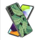 For Samsung Galaxy S23 5G Colored Drawing Clear TPU Phone Protective Case(Green Leaves) - 1