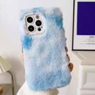 For iPhone 14 Gradient Color Plush TPU Phone Case(Blue) - 1