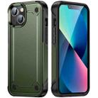 For iPhone 14 2 in 1 Soft TPU Hard PC Phone Case(Army Green) - 1