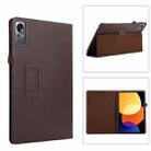 For Xiaomi Pad 5 Pro 12.4 Litchi Texture Leather Tablet Case with Holder(Brown) - 1