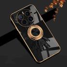 For Huawei Mate 50 Pro Plating Astronaut Ring Kickstand Phone Case(Black) - 1