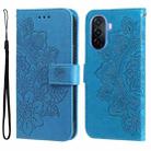For Huawei nova Y70 / Y70 Plus / Enjoy 50 7-petal Flowers Embossing Leather Phone Case(Blue) - 1