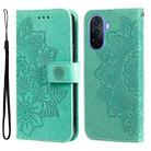 For Huawei nova Y70 / Y70 Plus / Enjoy 50 7-petal Flowers Embossing Leather Phone Case(Green) - 1
