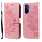 For Huawei nova Y70 / Y70 Plus / Enjoy 50 7-petal Flowers Embossing Leather Phone Case(Rose Gold) - 1