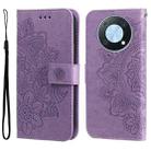 For Huawei nova Y90 / Enjoy 50 Pro 7-petal Flowers Embossing Leather Phone Case(Light Purple) - 1