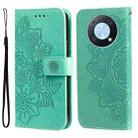 For Huawei nova Y90 / Enjoy 50 Pro 7-petal Flowers Embossing Leather Phone Case(Green) - 1