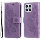 For Honor X8 5G / X6 7-petal Flowers Embossing Leather Phone Case(Light Purple) - 1