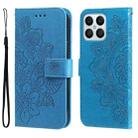 For Honor X8 5G / X6 7-petal Flowers Embossing Leather Phone Case(Blue) - 1