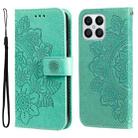 For Honor X8 5G / X6 7-petal Flowers Embossing Leather Phone Case(Green) - 1