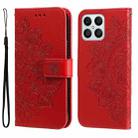 For Honor X8 5G / X6 7-petal Flowers Embossing Leather Phone Case(Red) - 1