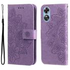 For OPPO A17 7-petal Flowers Embossing Leather Phone Case(Light Purple) - 1