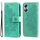 For OPPO A17 7-petal Flowers Embossing Leather Phone Case(Green) - 1