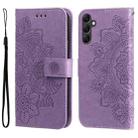 For Samsung Galaxy A14 5G 7-petal Flowers Embossing Leather Phone Case(Light Purple) - 1