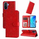 For Huawei nova Y70 / Y70 Plus / Enjoy 50 Embossed Sunflower Leather Phone Case(Red) - 1