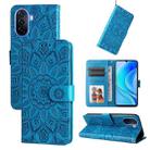 For Huawei nova Y70 / Y70 Plus / Enjoy 50 Embossed Sunflower Leather Phone Case(Blue) - 1