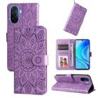 For Huawei nova Y70 / Y70 Plus / Enjoy 50 Embossed Sunflower Leather Phone Case(Purple) - 1