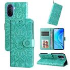 For Huawei nova Y70 / Y70 Plus / Enjoy 50 Embossed Sunflower Leather Phone Case(Green) - 1