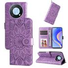 For Huawei nova Y90 / Enjoy 50 Pro Embossed Sunflower Leather Phone Case(Purple) - 1