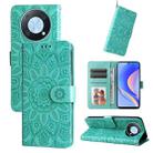 For Huawei nova Y90 / Enjoy 50 Pro Embossed Sunflower Leather Phone Case(Green) - 1